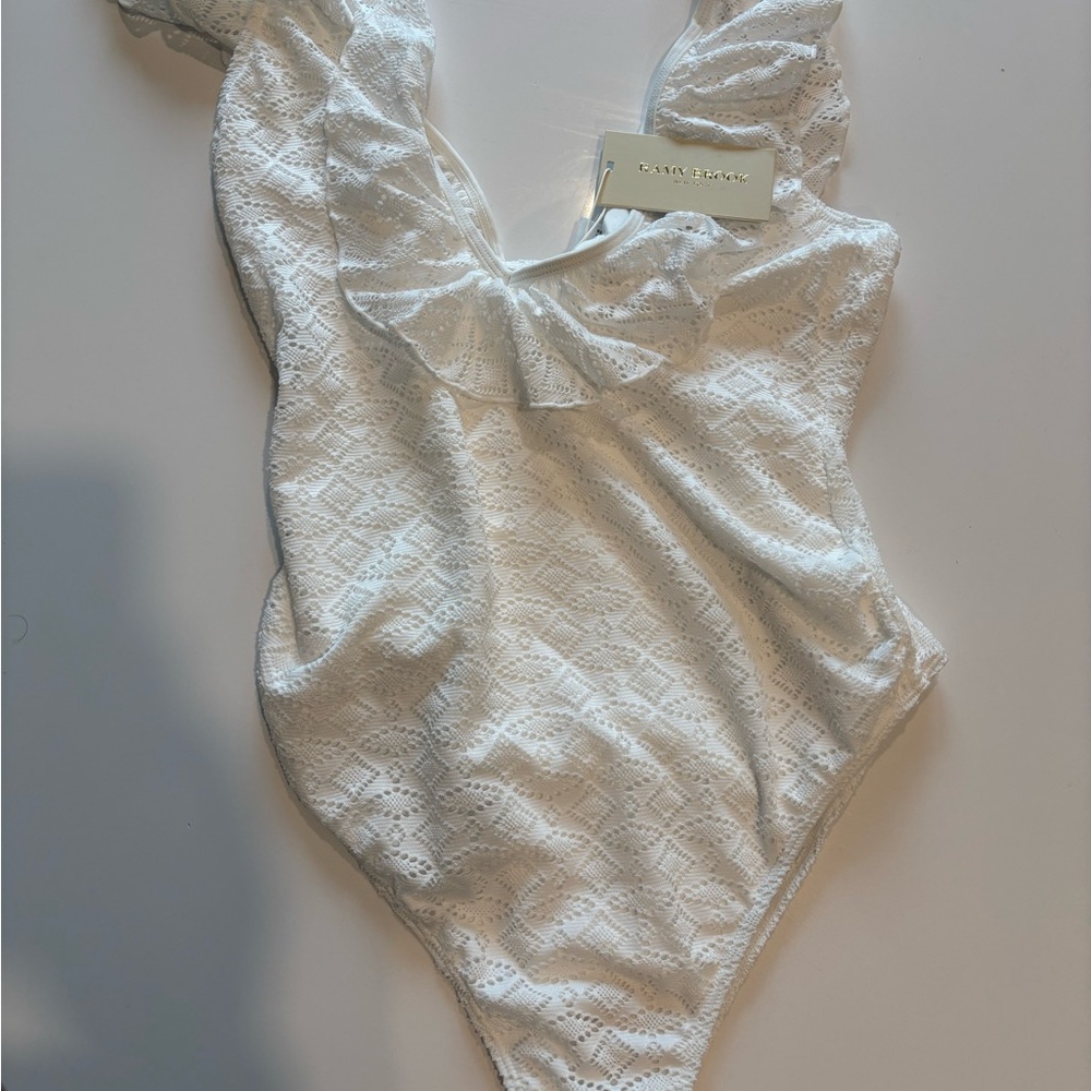 Ramy Brook White One Piece Swimsuit with Plunging V-Neck